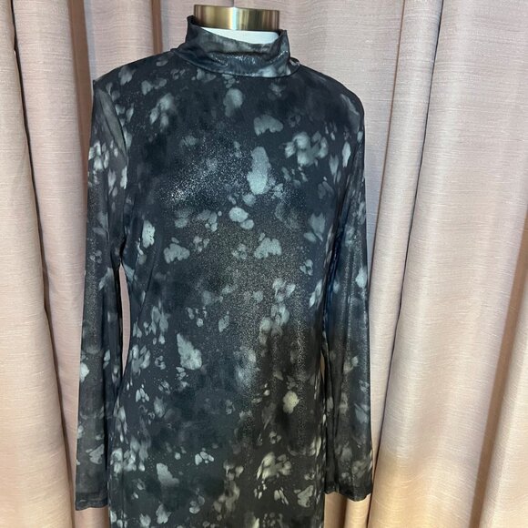 NWT Bar III Alexa Dye Women XL Black Gray Metallic Sheer Maxi Dress Career - Picture 8 of 16